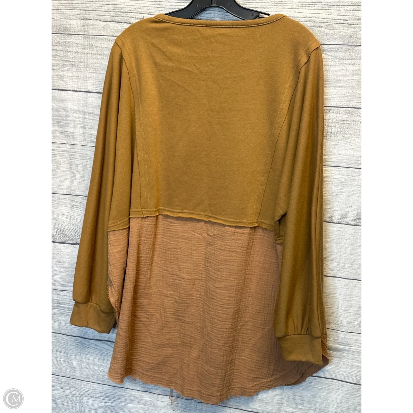 Top Long Sleeve By Cmf In Brown, Size: L
