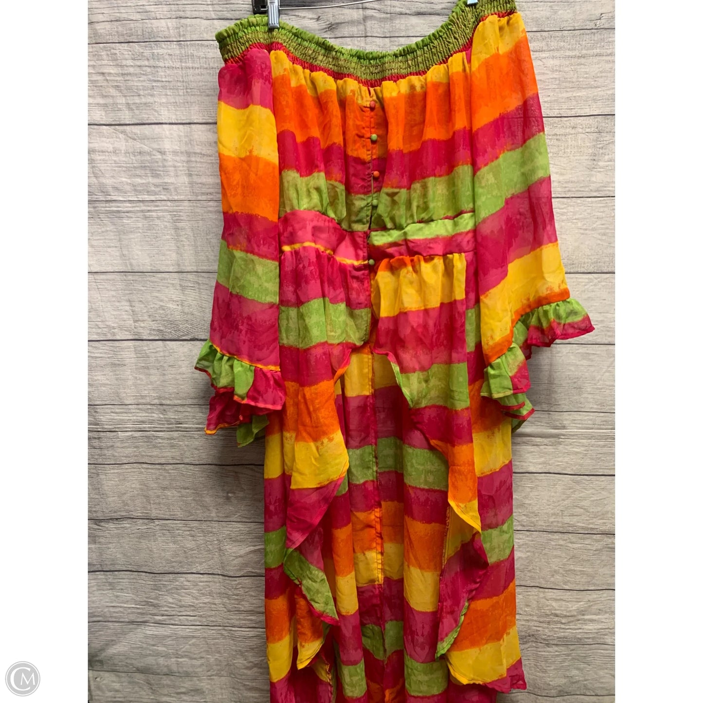 Top 3/4 Sleeve By Ashley Stewart In Rainbow Print, Size: 22