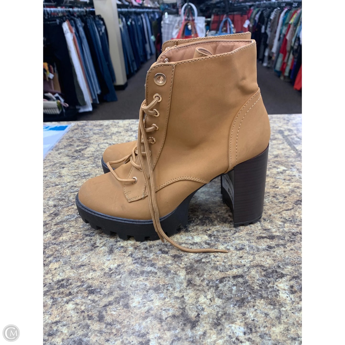 Shoes Heels Block By Bamboo In Brown, Size: 8.5