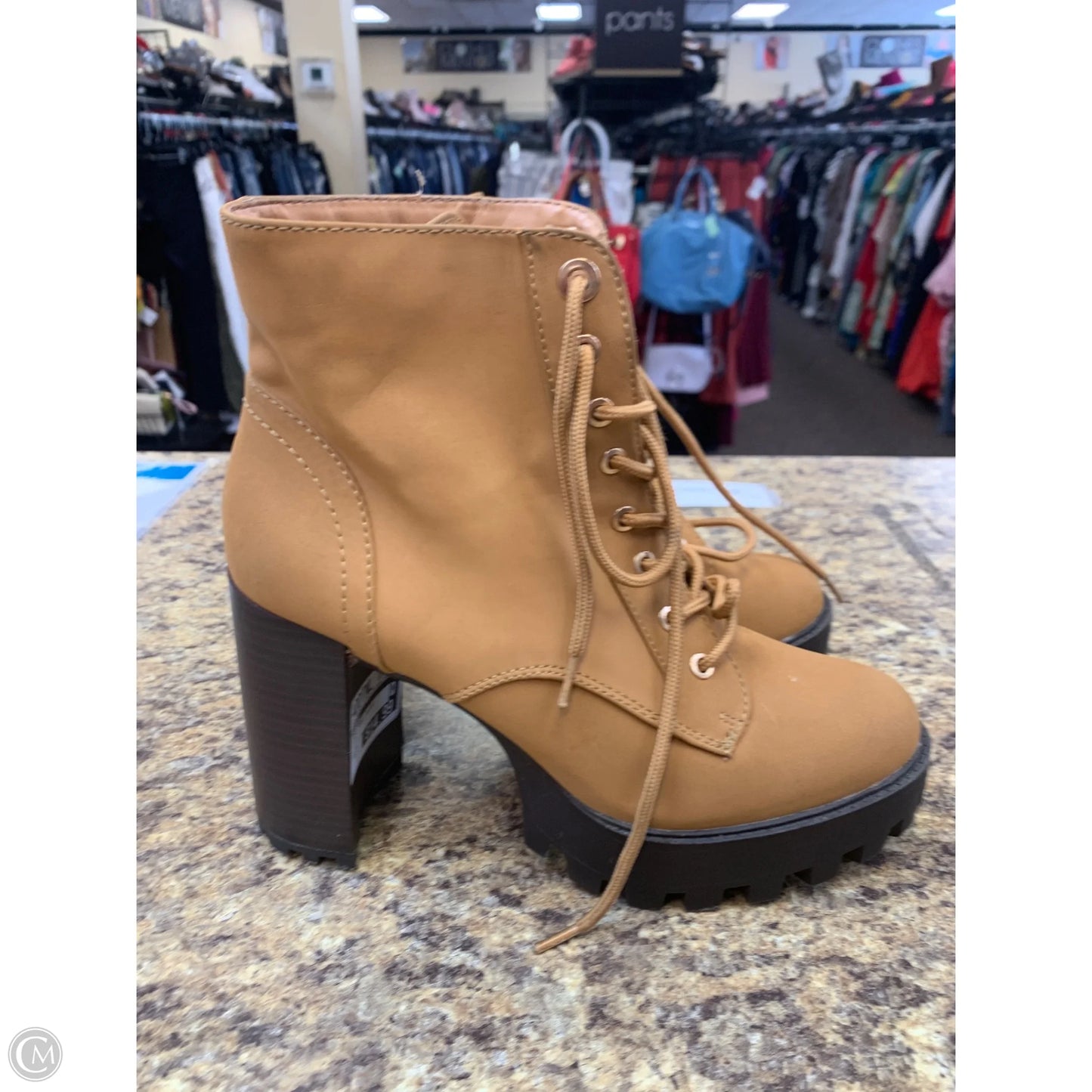 Shoes Heels Block By Bamboo In Brown, Size: 8.5