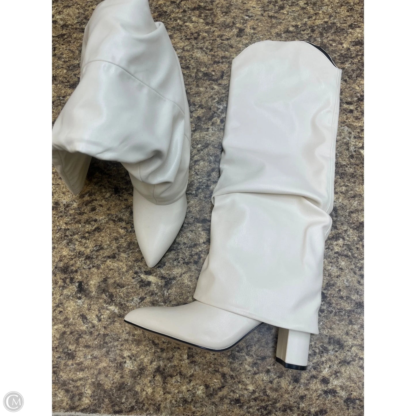 Boots Knee Heels By Nine West In White, Size: 6.5