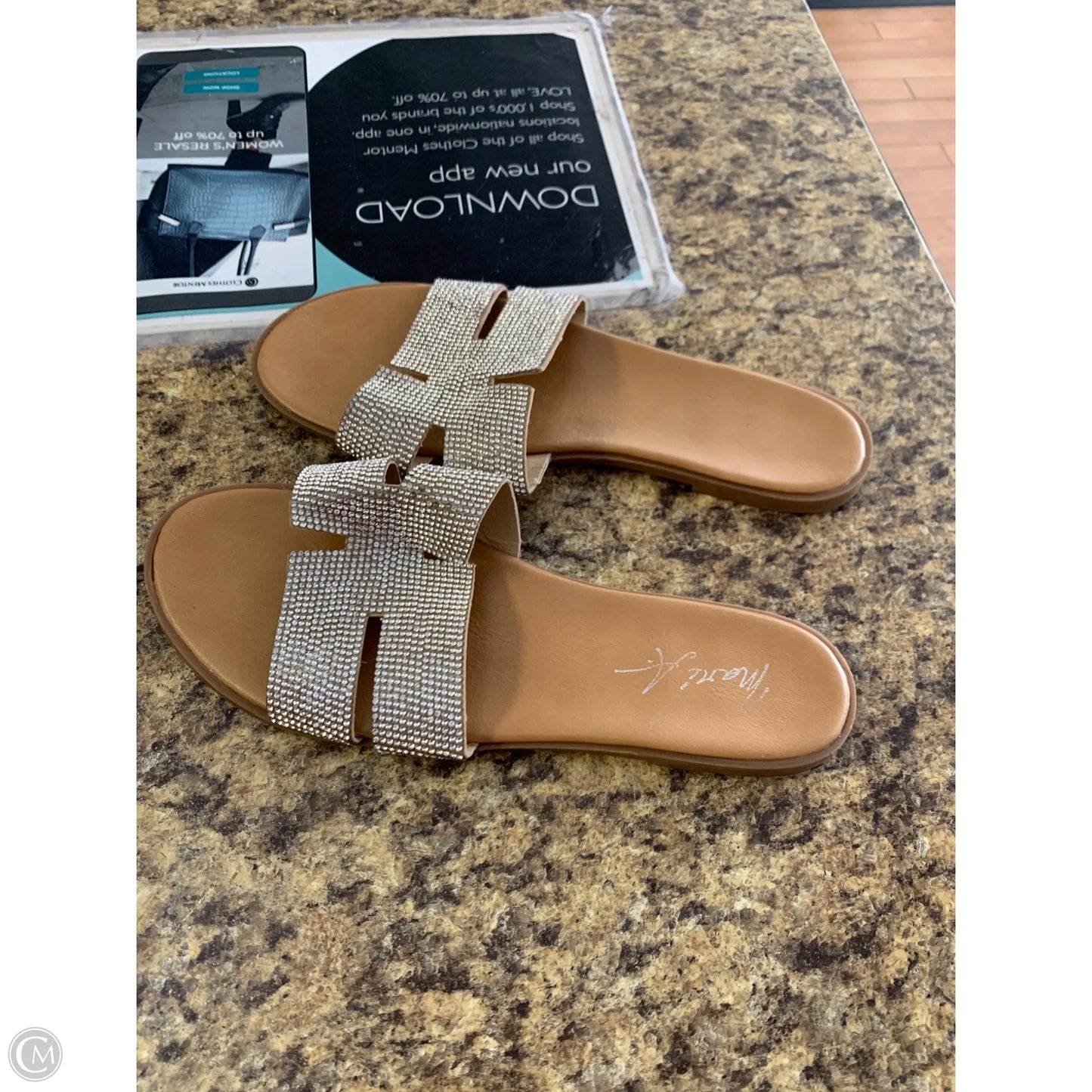 Sandals Flip Flops By Clothes Mentor In Silver, Size: 7