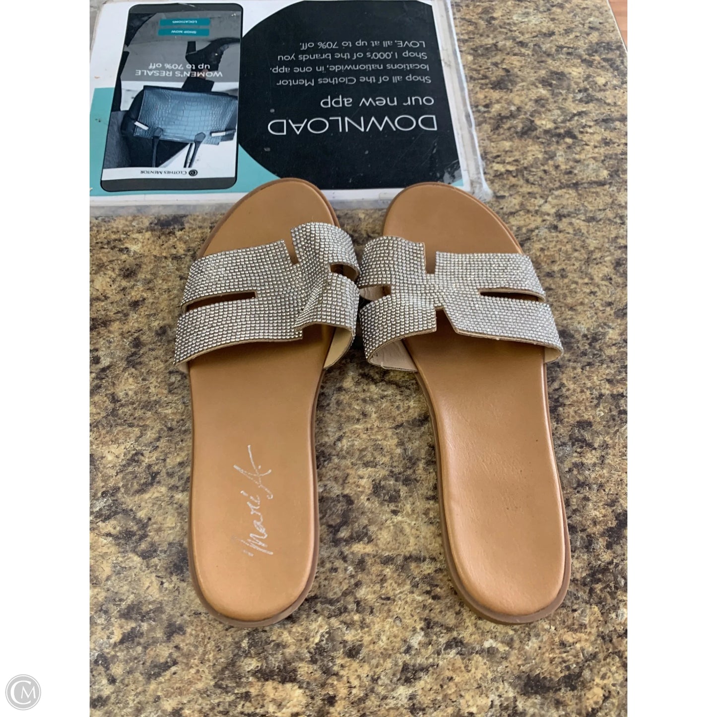 Sandals Flip Flops By Clothes Mentor In Silver, Size: 7