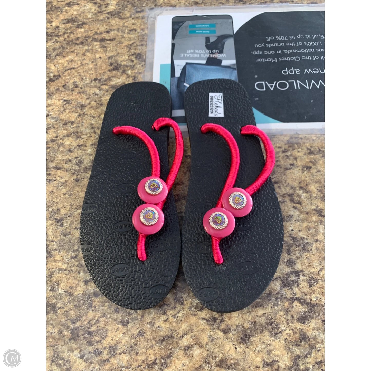 Sandals Flip Flops By Clothes Mentor In Black, Size: 10.5