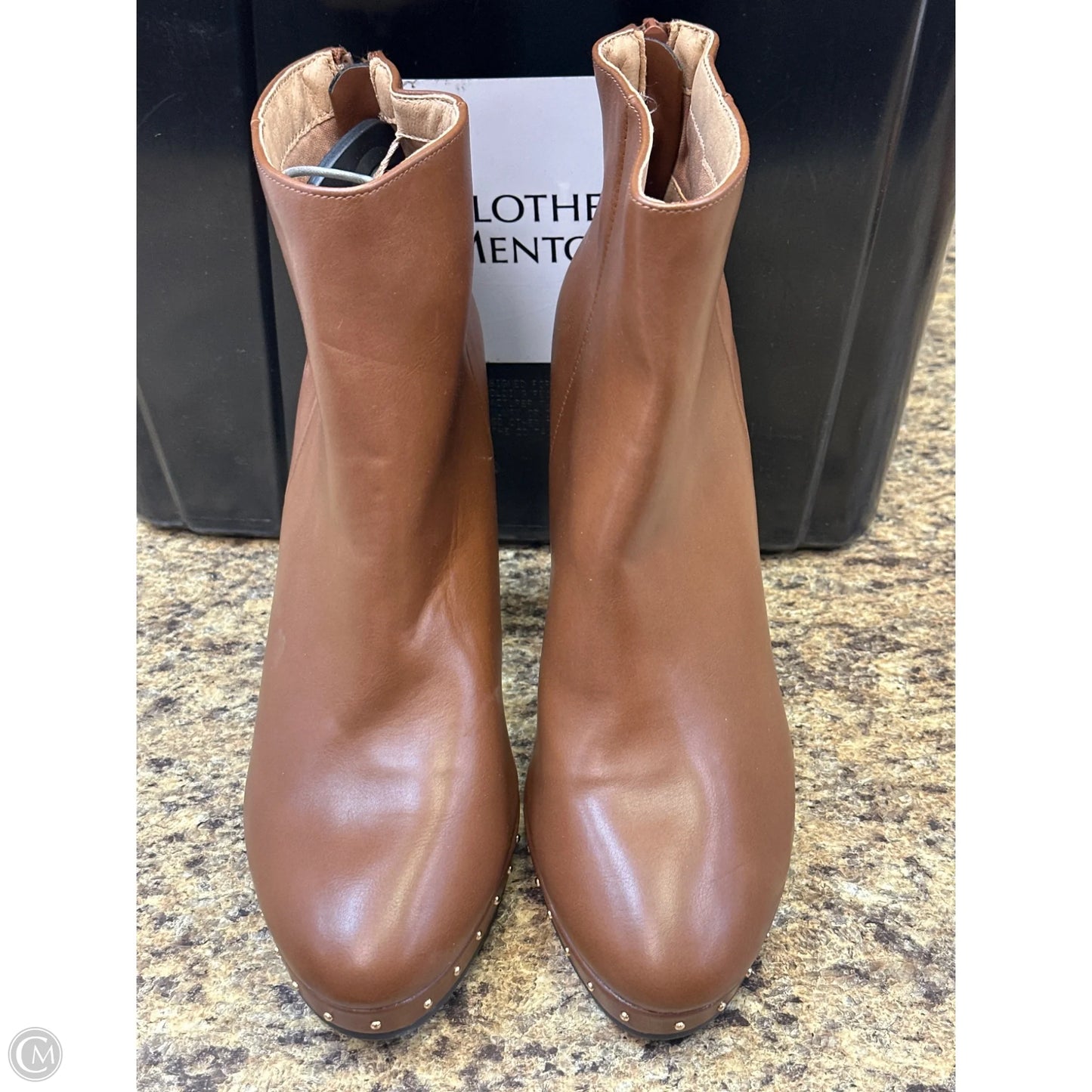 Boots Ankle Heels By Clothes Mentor In Brown, Size: 9.5