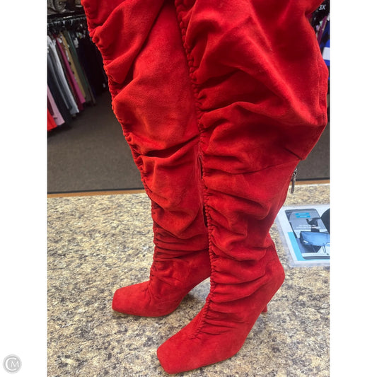 Boots Over-the-knee Heels By Clothes Mentor In Red, Size: 8