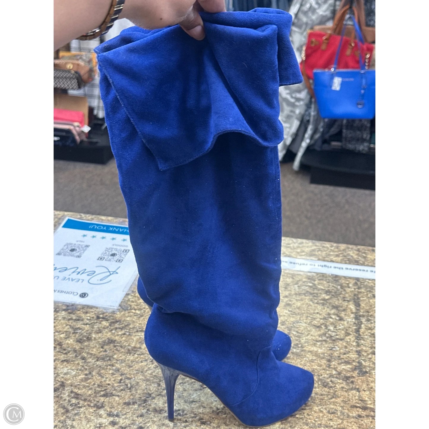 Boots Knee Flats By Michael Antonio In Blue, Size: 8.5