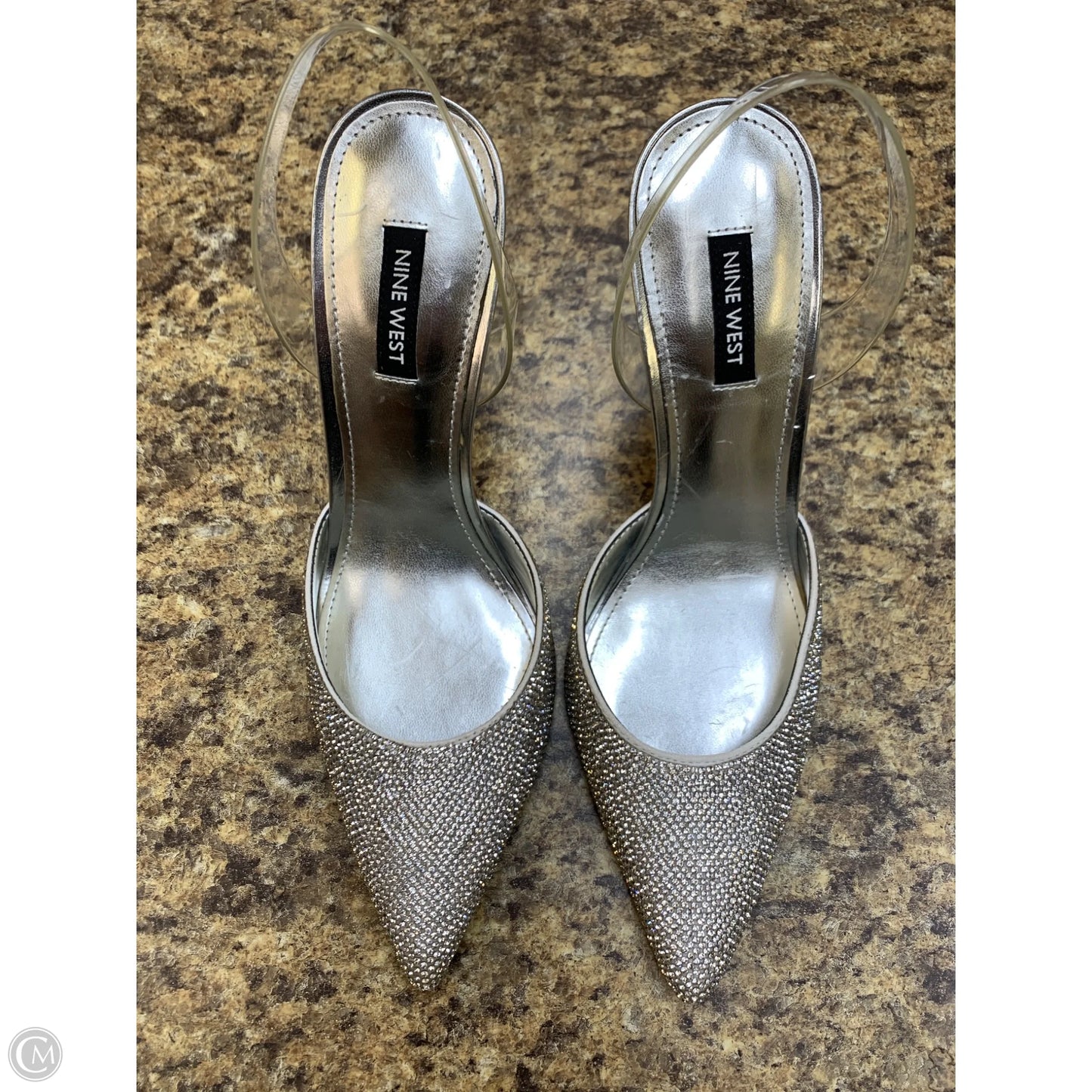 Shoes Heels Kitten By Nine West In Silver, Size: 8.5