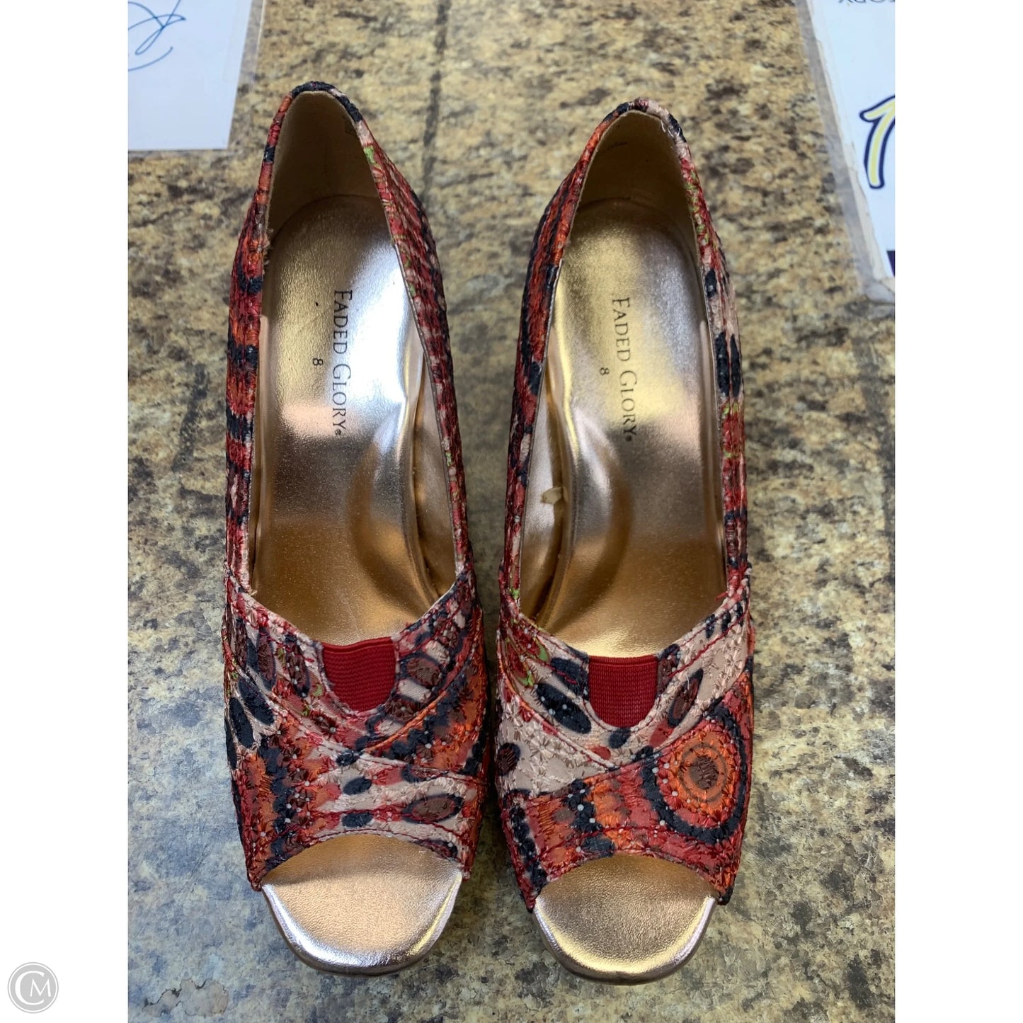 Shoes Heels Wedge By Faded Glory In Floral Print, Size: 8