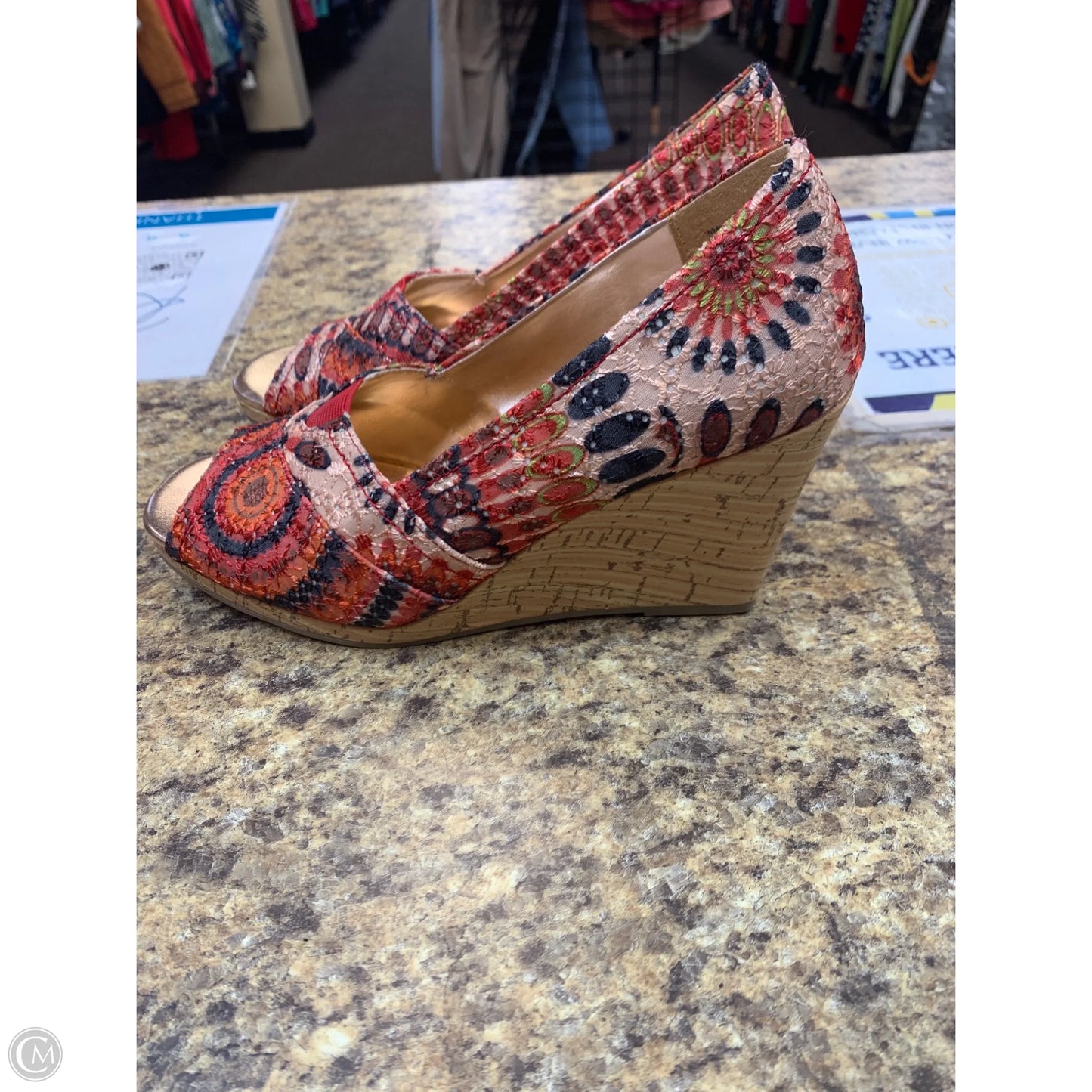 Shoes Heels Wedge By Faded Glory In Floral Print, Size: 8