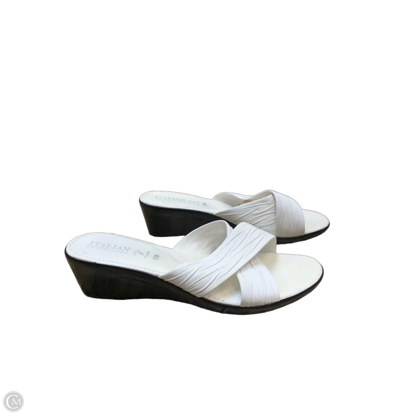 Sandals Heels Wedge By Italian Shoemakers In White, Size: 10