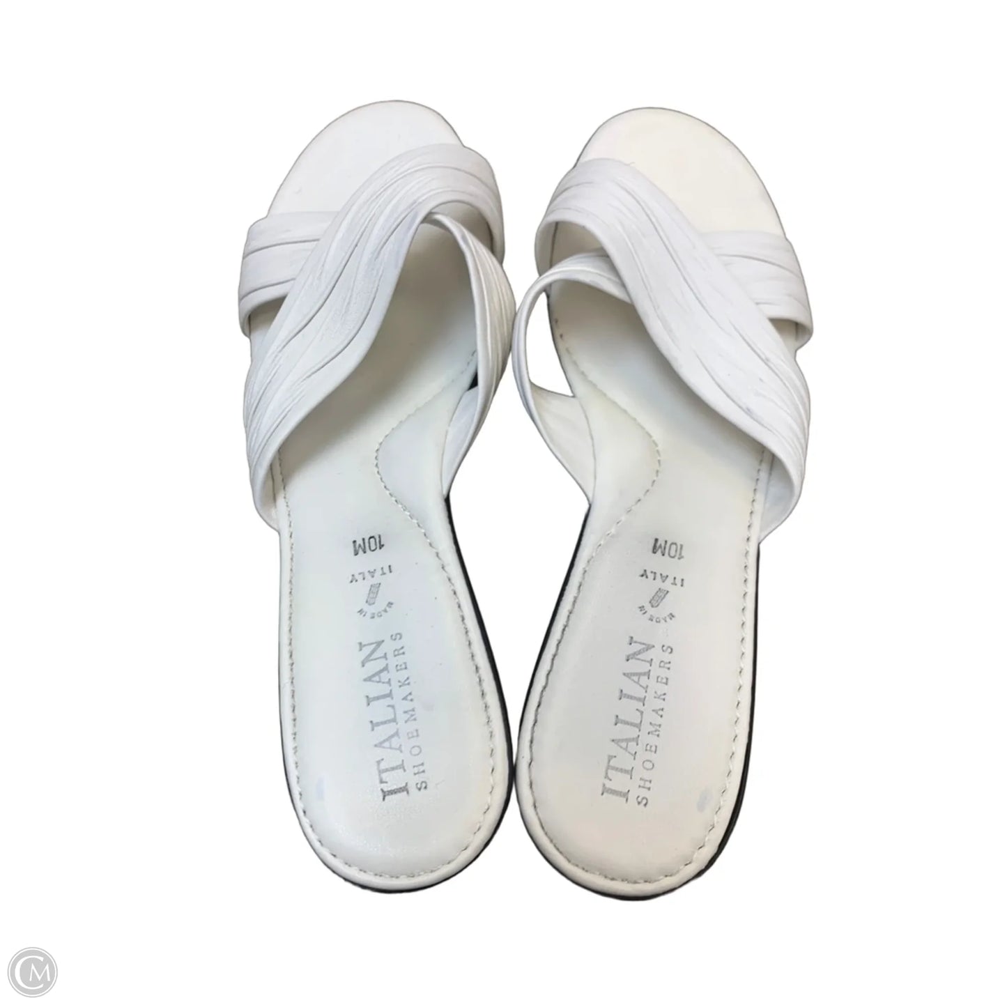 Sandals Heels Wedge By Italian Shoemakers In White, Size: 10