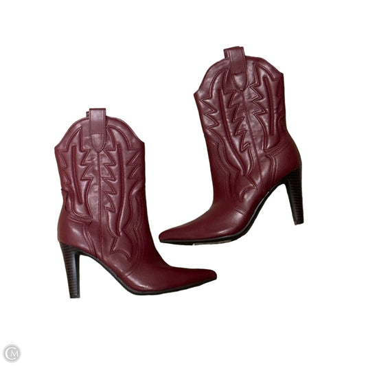 Boots Ankle Heels By Indigo Rd In Maroon, Size: 5.5