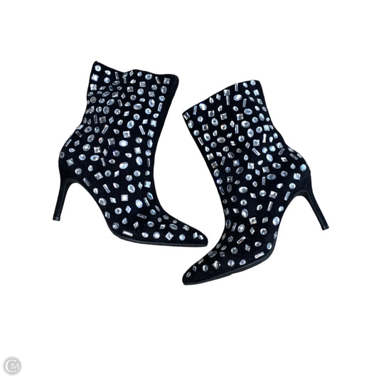 Boots Ankle Heels By Rouge In Black & Silver, Size: 10