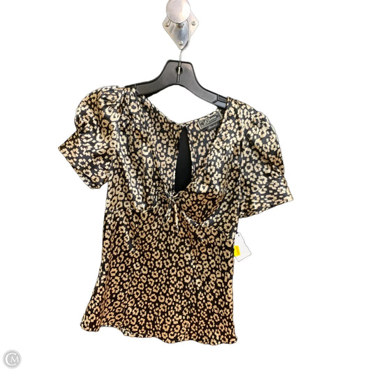 Top Short Sleeve By Guess In Black & Cream, Size: S