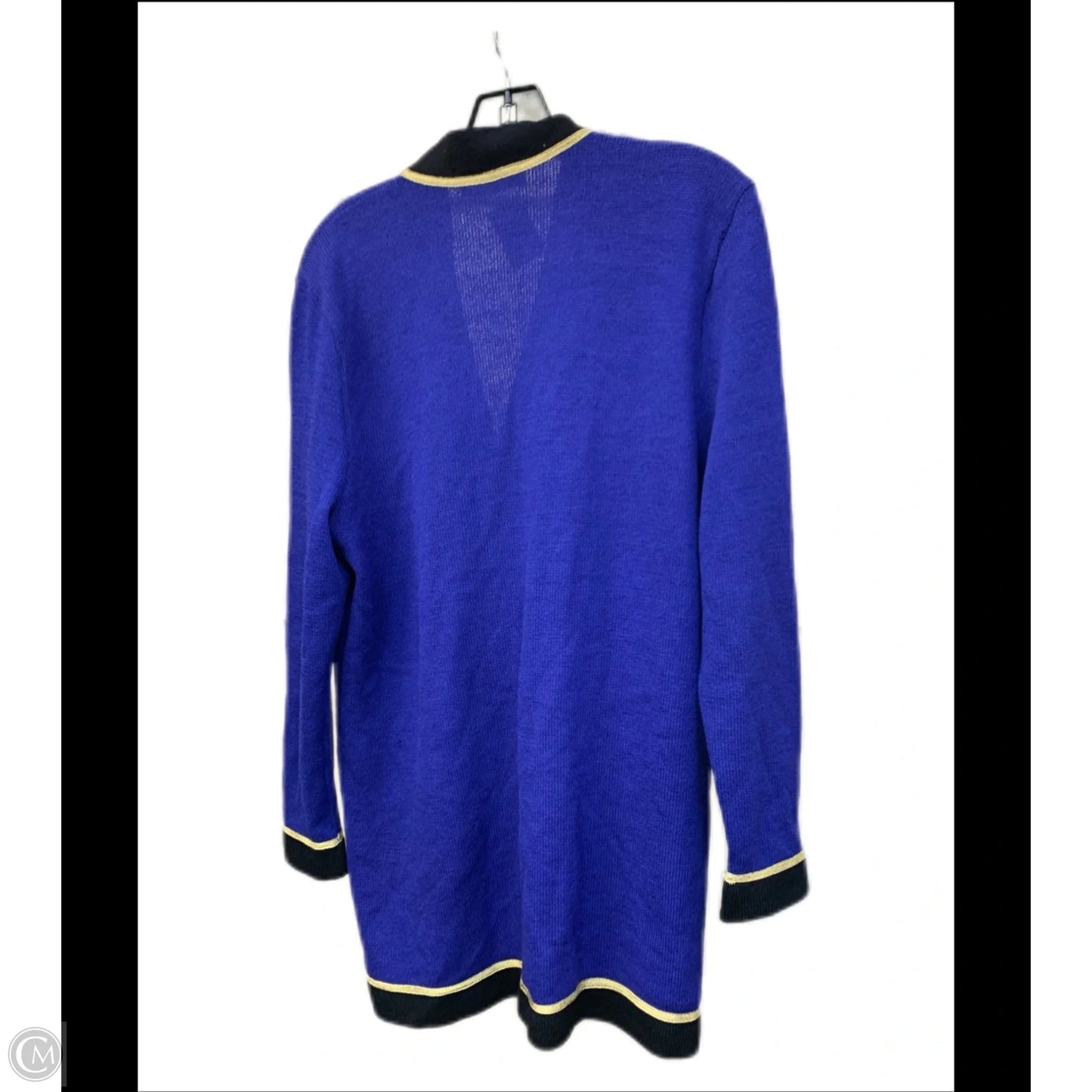 Sweater Cardigan Luxury Designer By St John Collection In Blue & Gold, Size: M