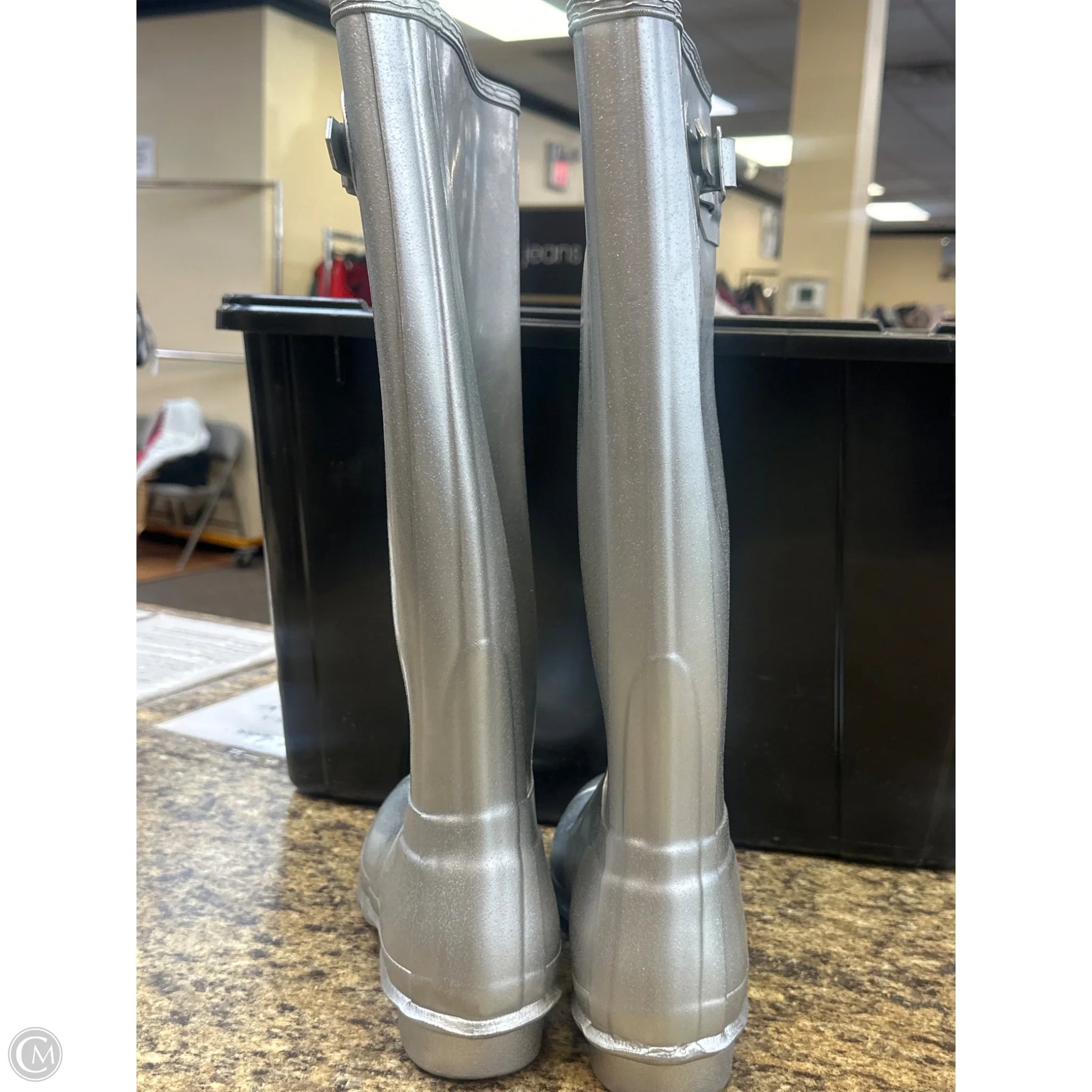 Boots Knee Flats By Hunter In Silver, Size: - Main Image
