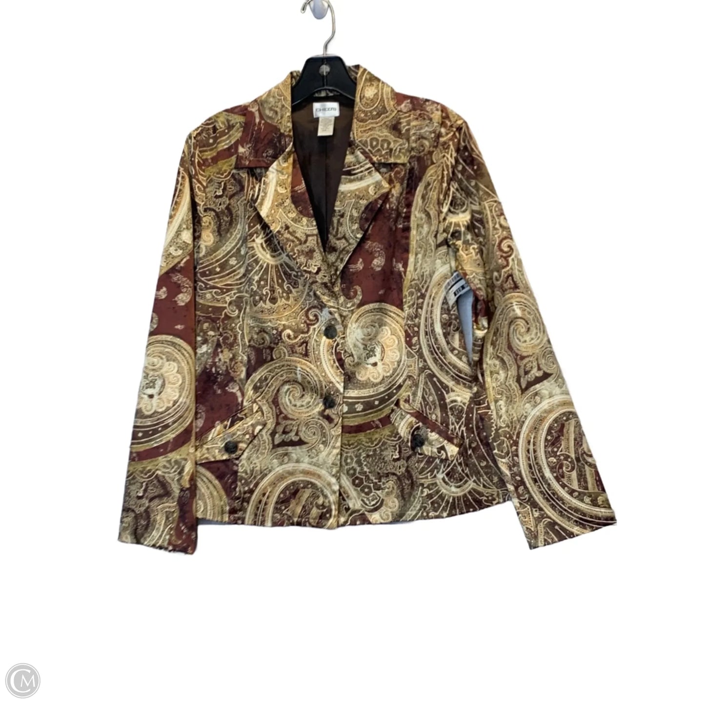 Blazer By Chicos In Brown & Cream, Size: S