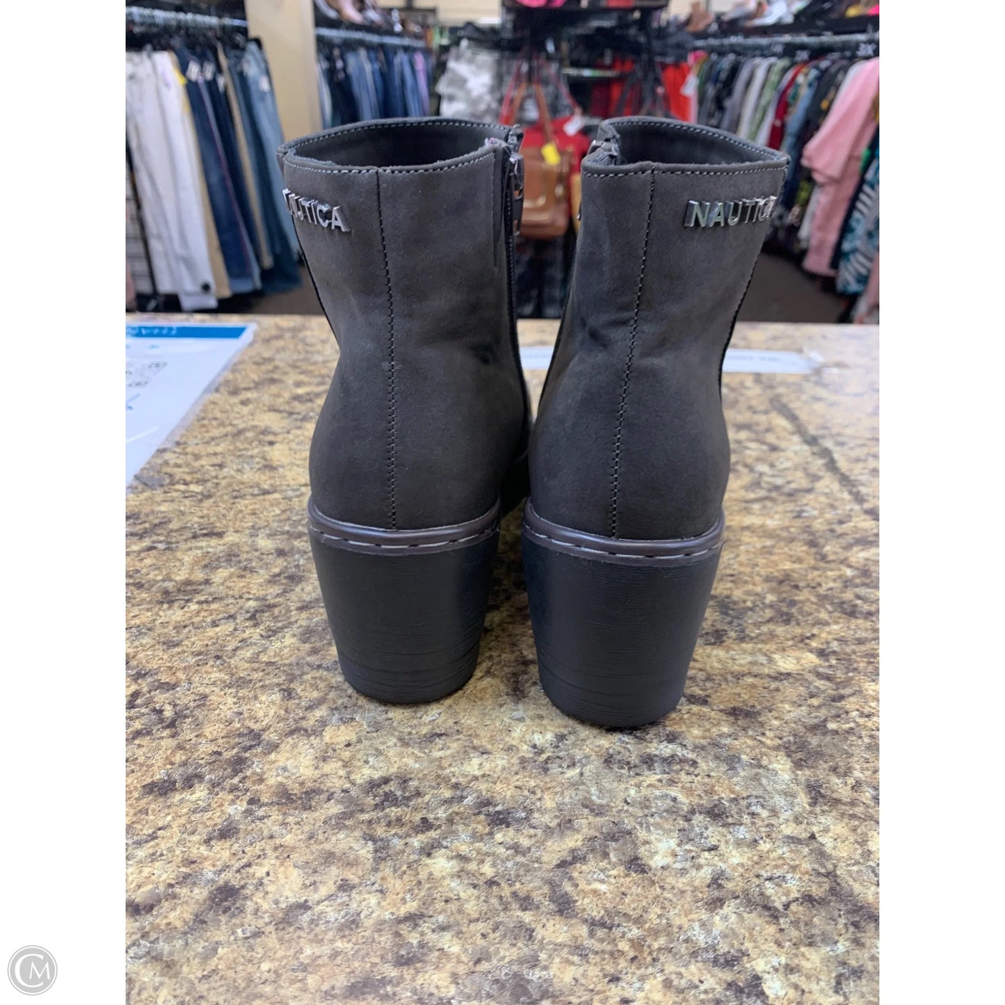 Boots Ankle Heels By Nautica In Grey, Size: 8.5