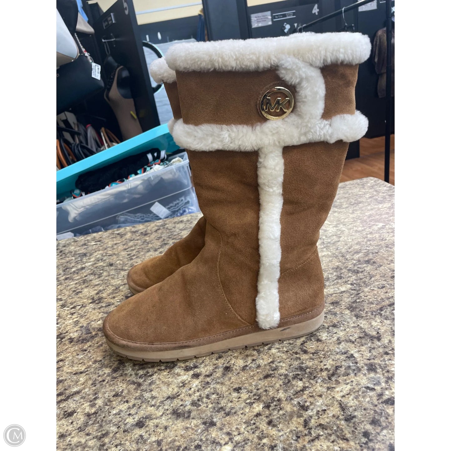 Boots Knee Flats By Michael By Michael Kors In Brown & Cream, Size: 11