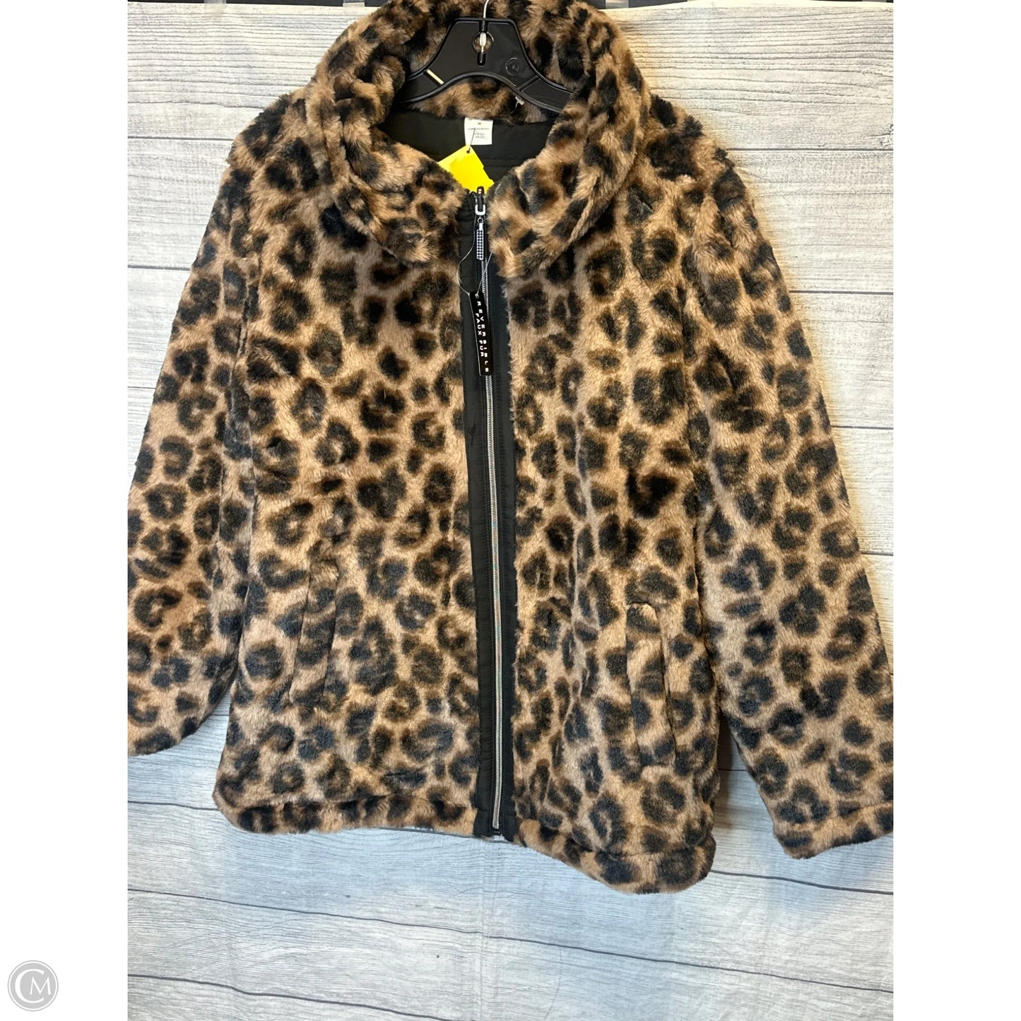 Coat Faux Fur & Sherpa By Cmf In Animal Print, Size: M