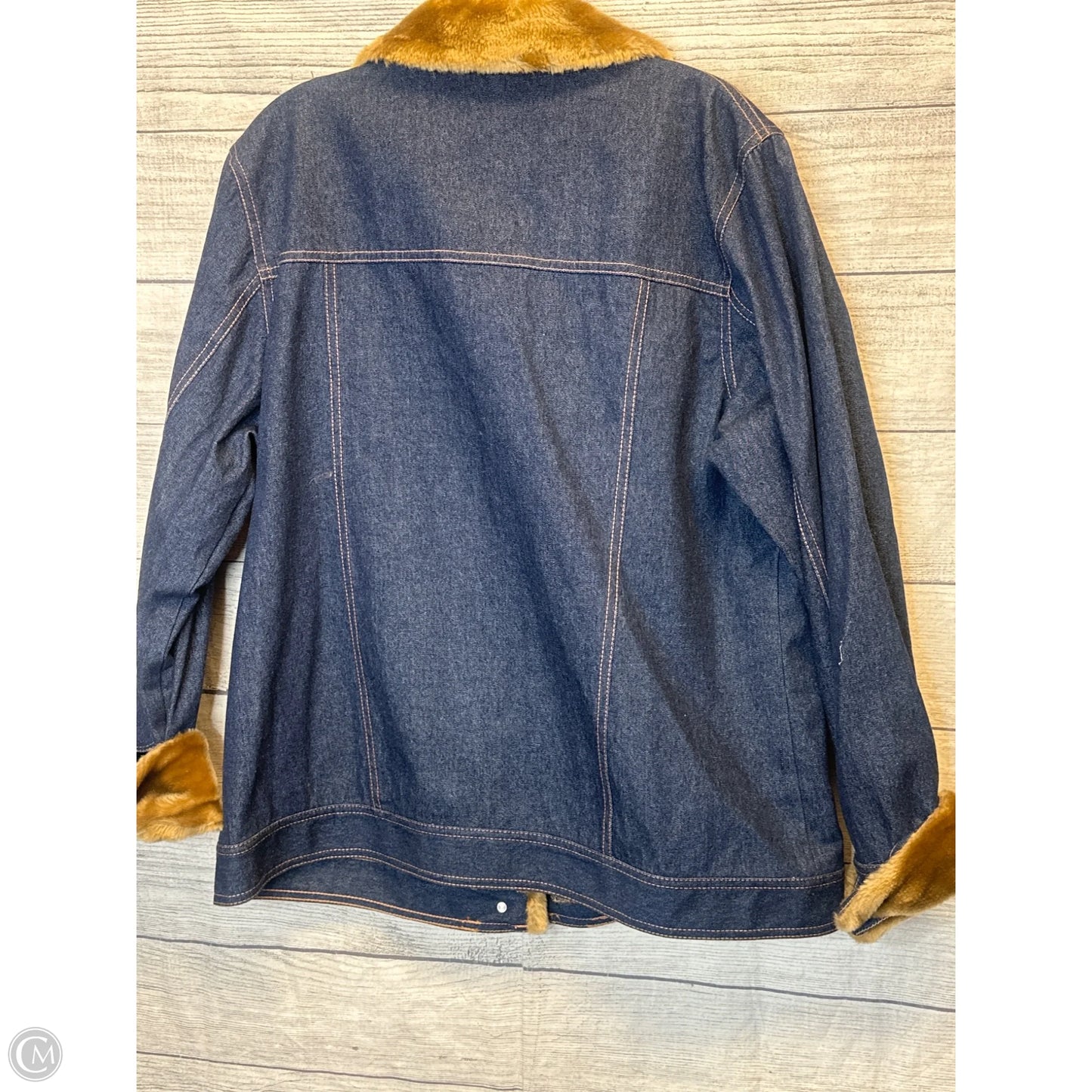 Jacket Denim By Pamela Mccoy In Blue & Brown, Size: M