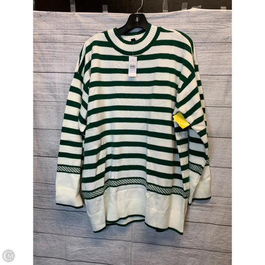Sweater By Ann Taylor In Green & White, Size: Xl