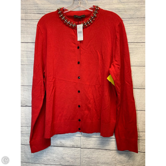 Sweater Cardigan By Ann Taylor In Red, Size: Xxl