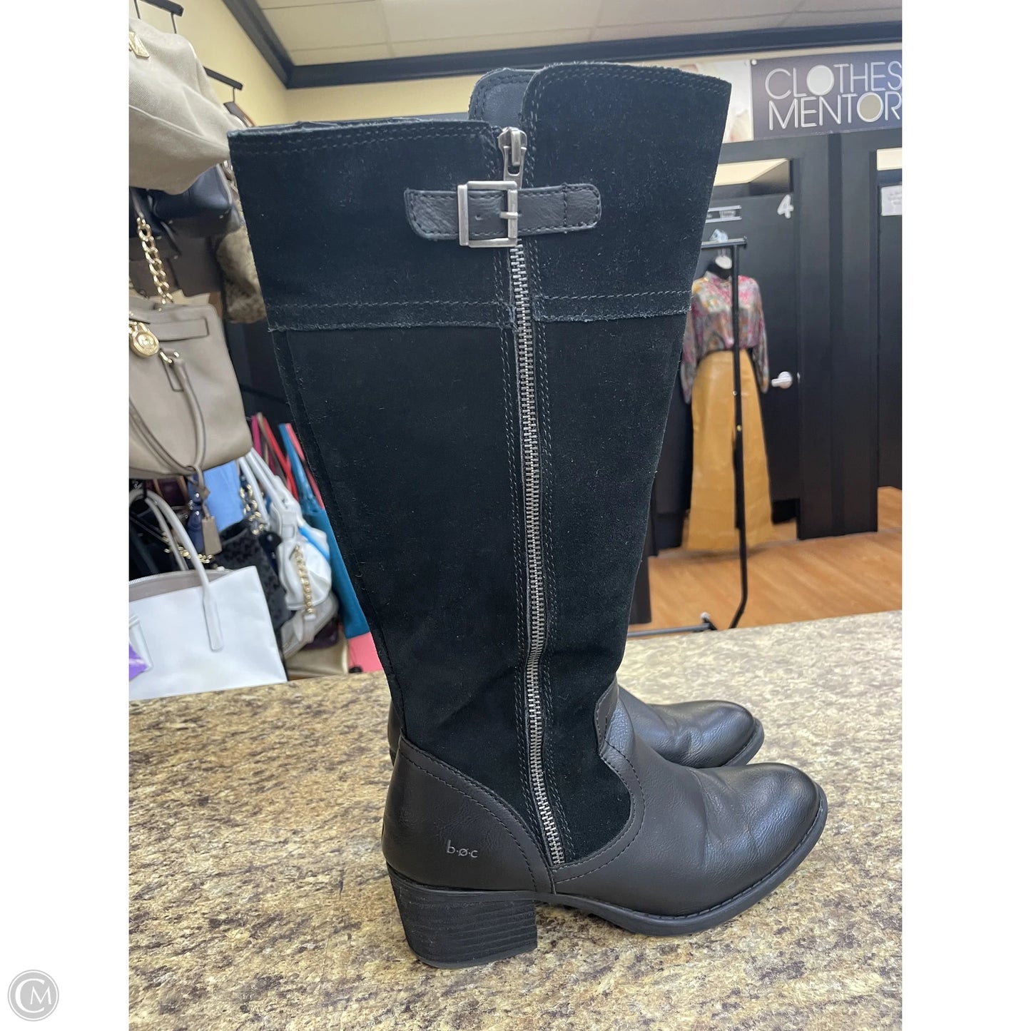 Boots Knee Heels By Boc In Black, Size: 8