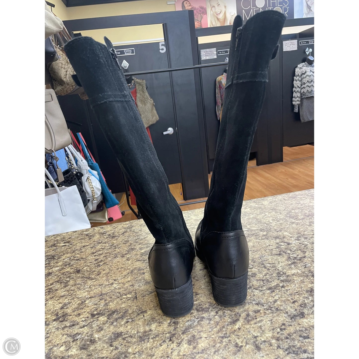 Boots Knee Heels By Boc In Black, Size: 8