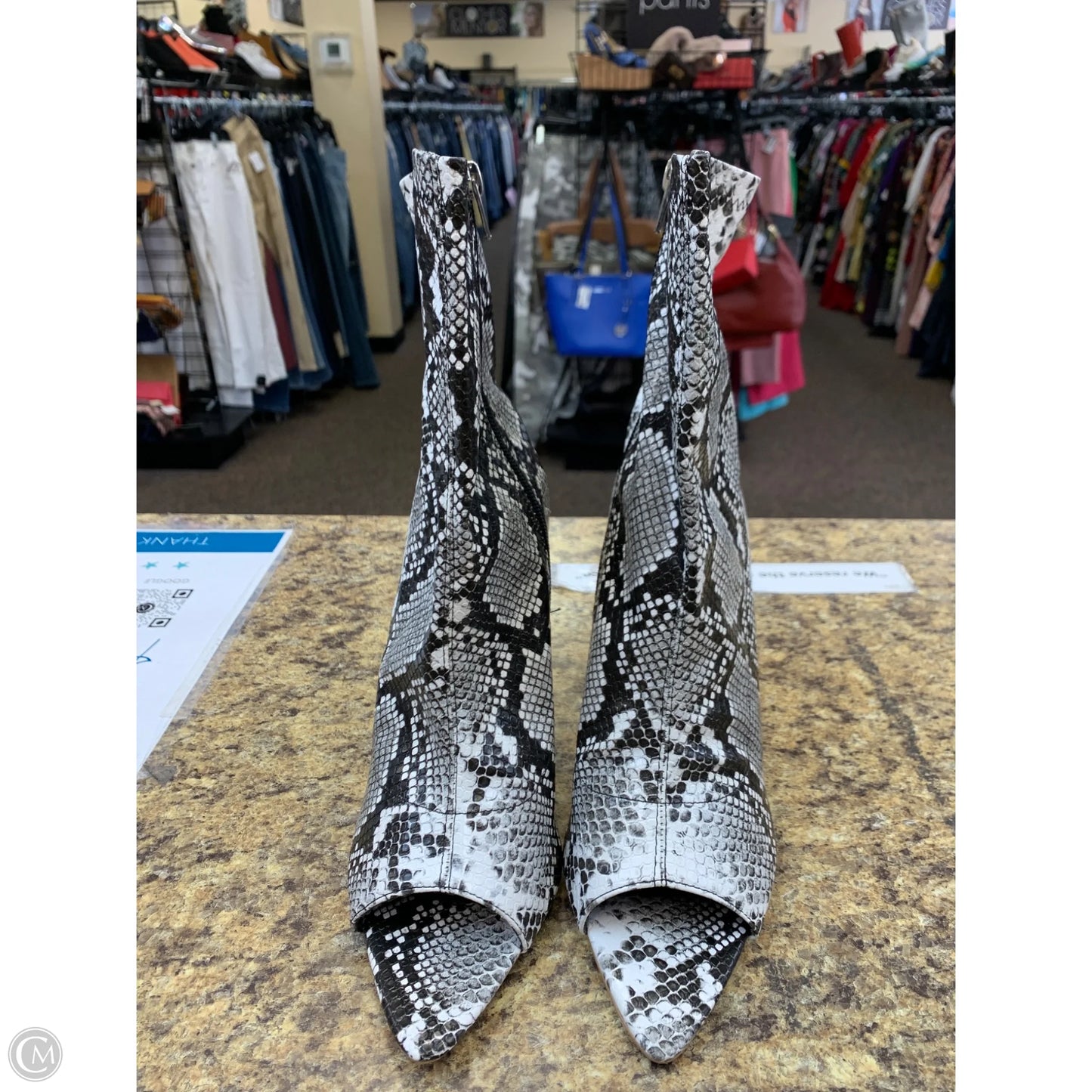 Boots Ankle Heels By Fashion Nova In Snakeskin Print, Size: 10