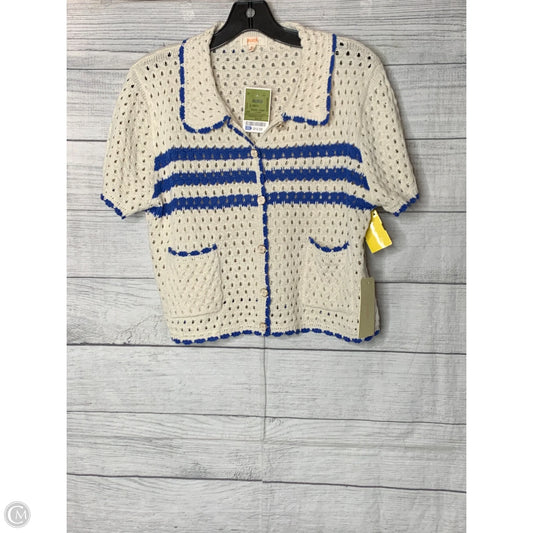 Sweater By Peach In Blue & Cream, Size: M