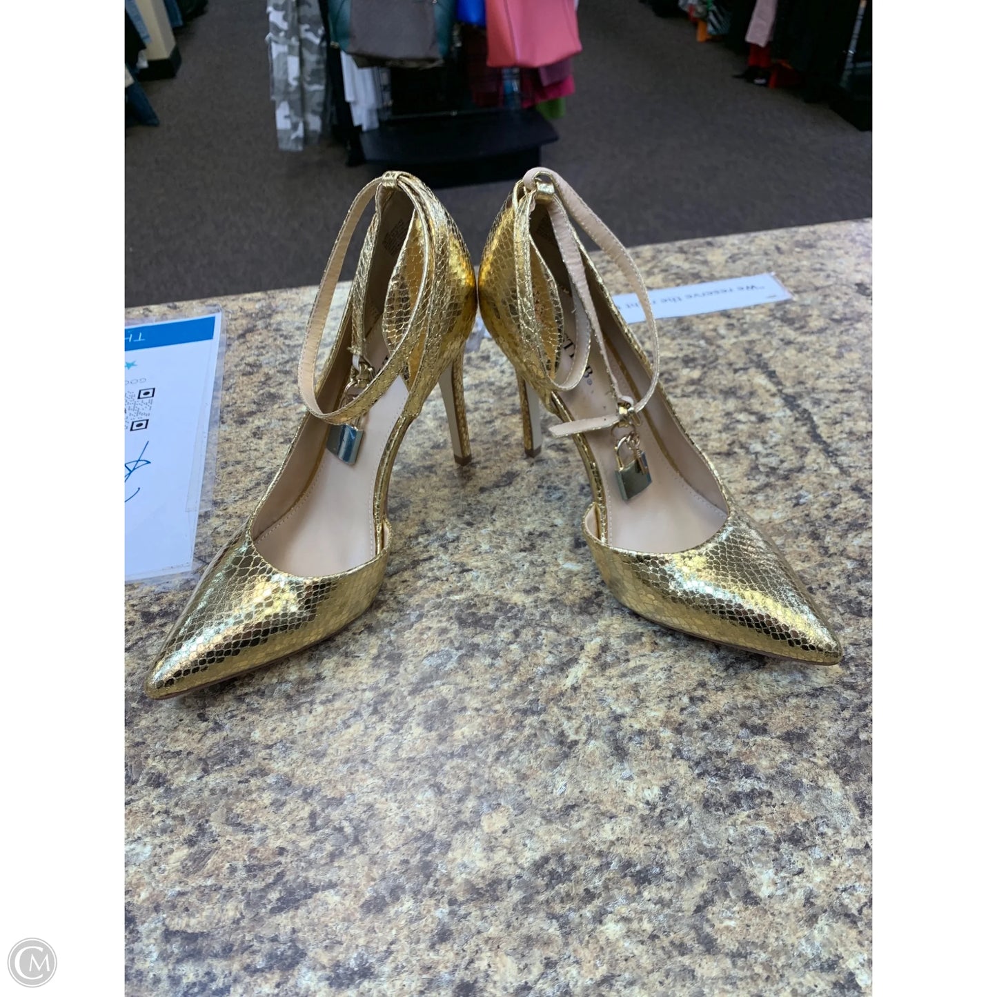 Shoes Heels Stiletto By Justfab In Gold, Size: 11