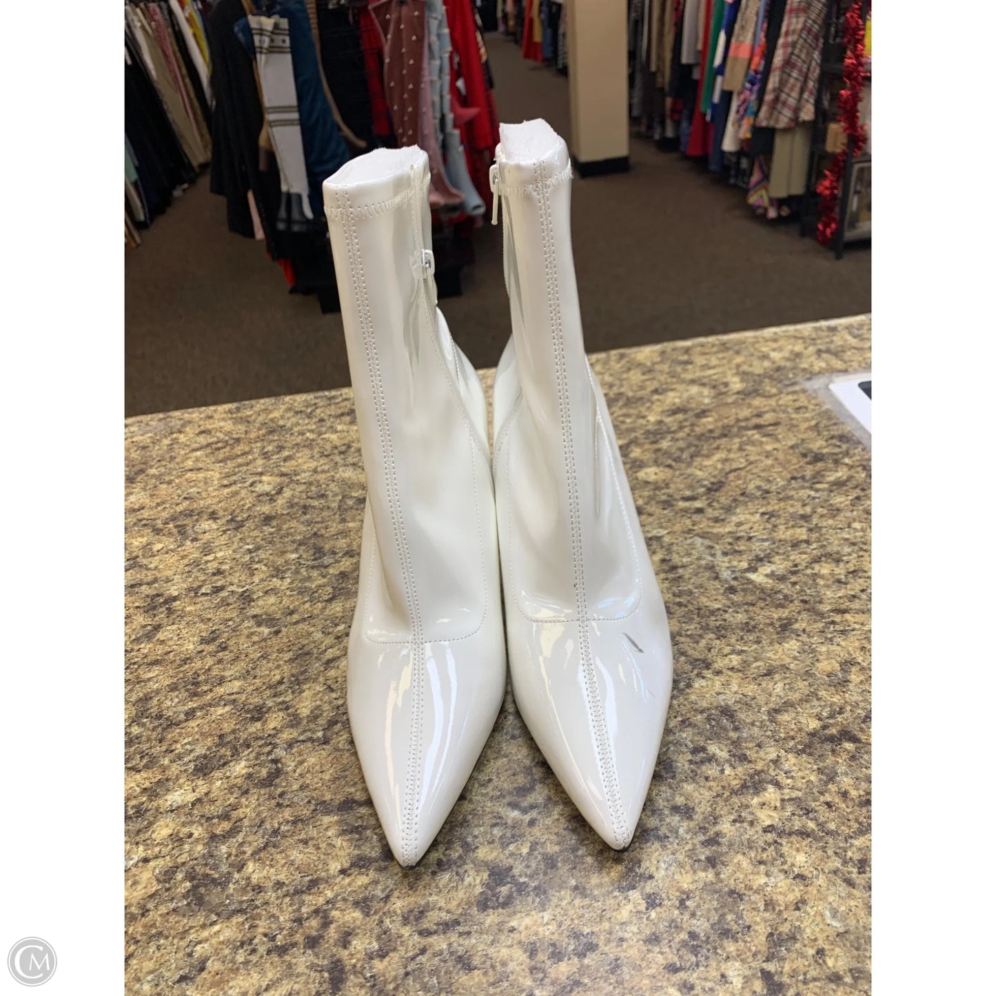 Boots Ankle Heels By Cmf In White, Size: 10.5