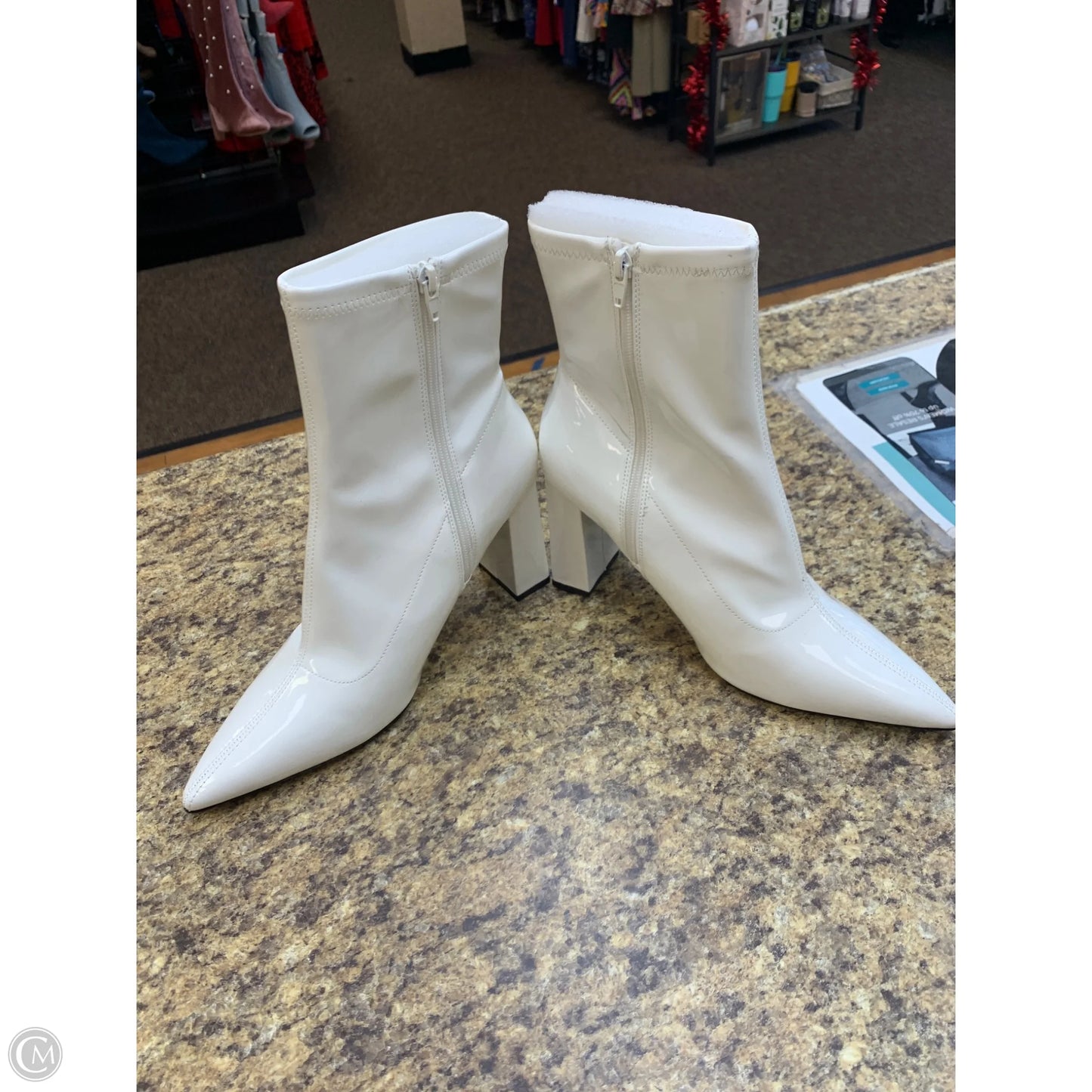 Boots Ankle Heels By Cmf In White, Size: 10.5