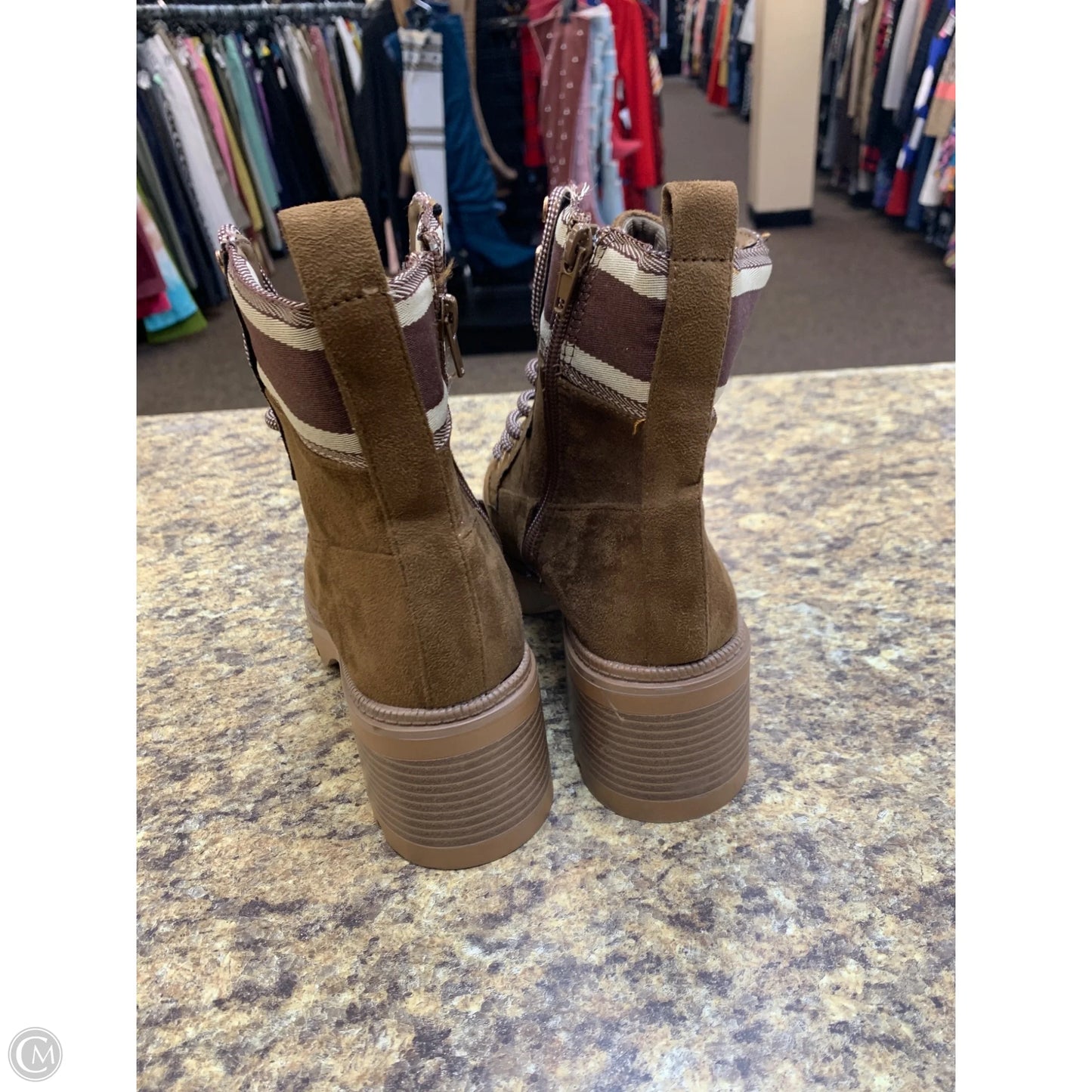 Boots Ankle Heels By Bamboo In Brown, Size: 7.5