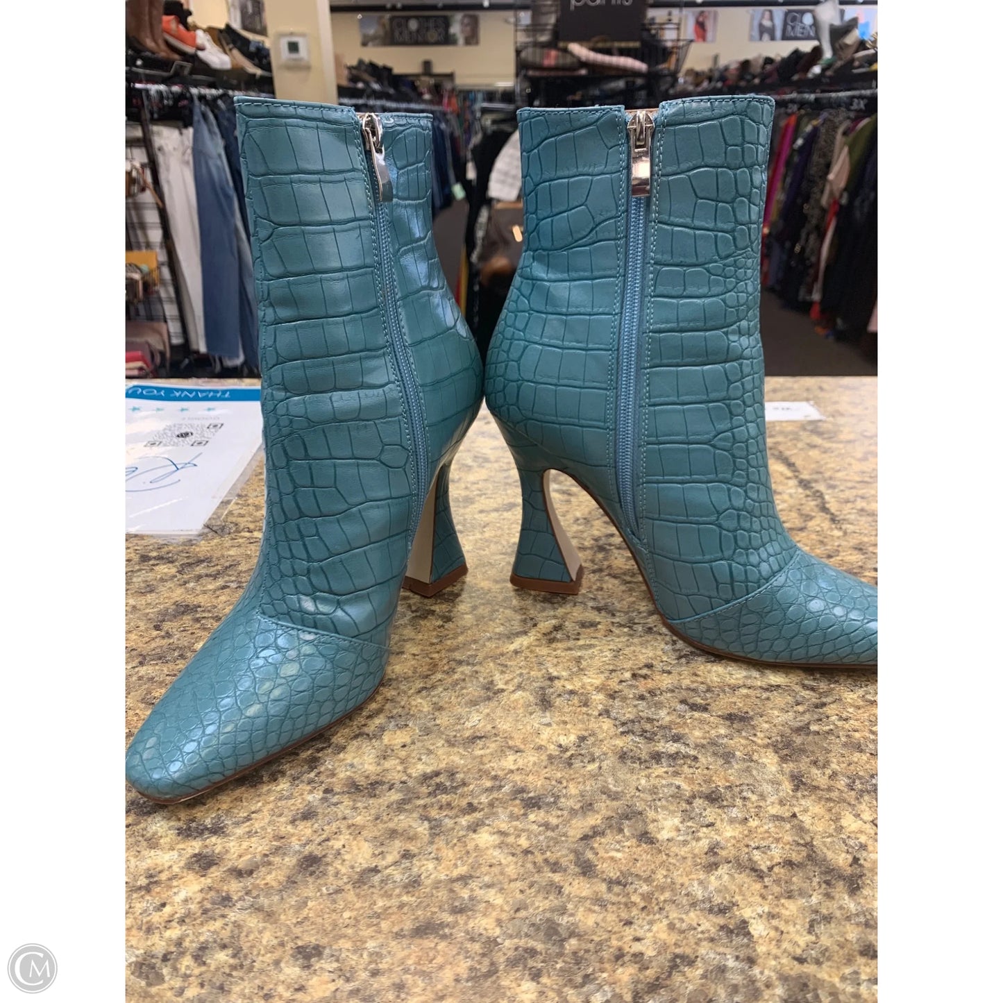 Boots Ankle Heels By Cmf In Blue, Size: 7