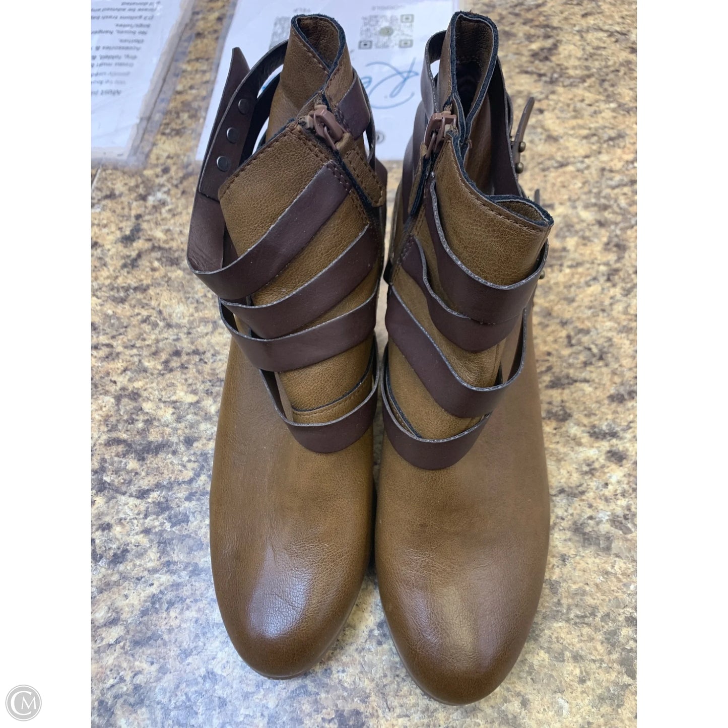 Boots Ankle Heels By Material Girl In Brown, Size: 11