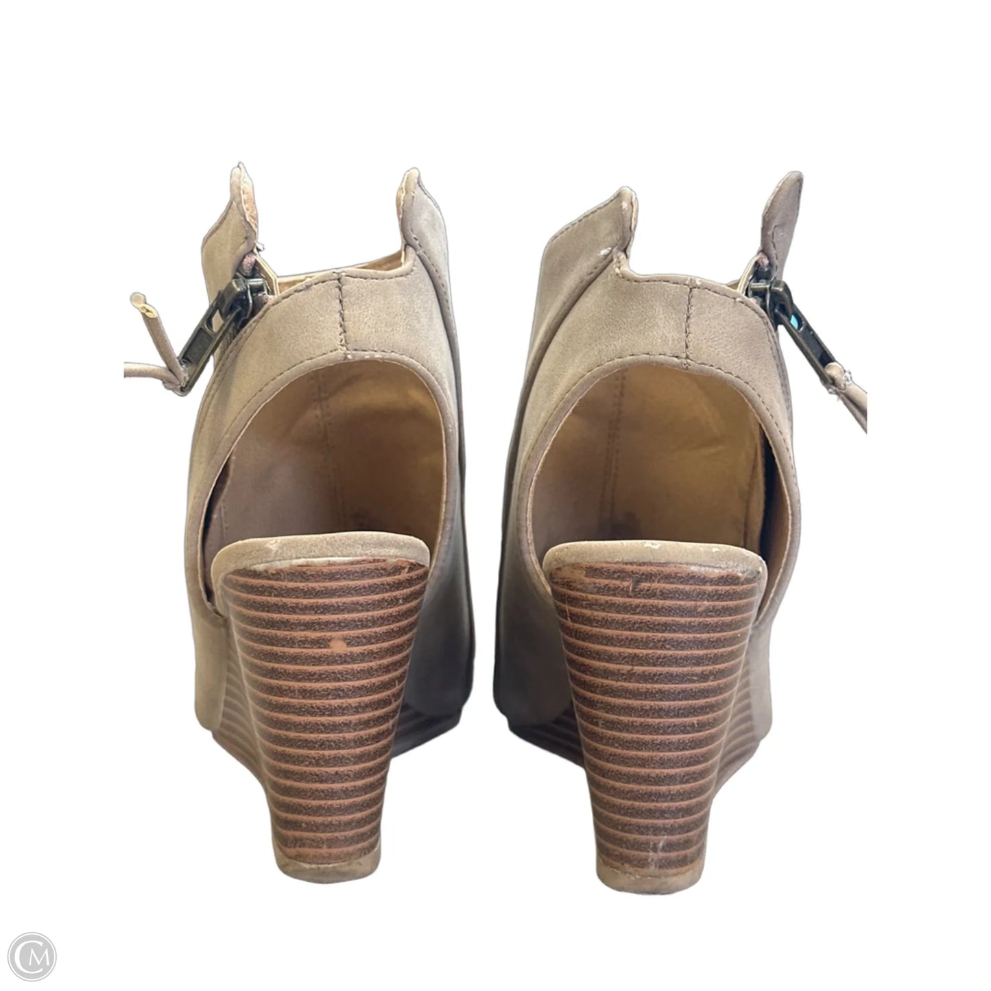 Sandals Heels Wedge By Brash In Tan, Size: 7.5