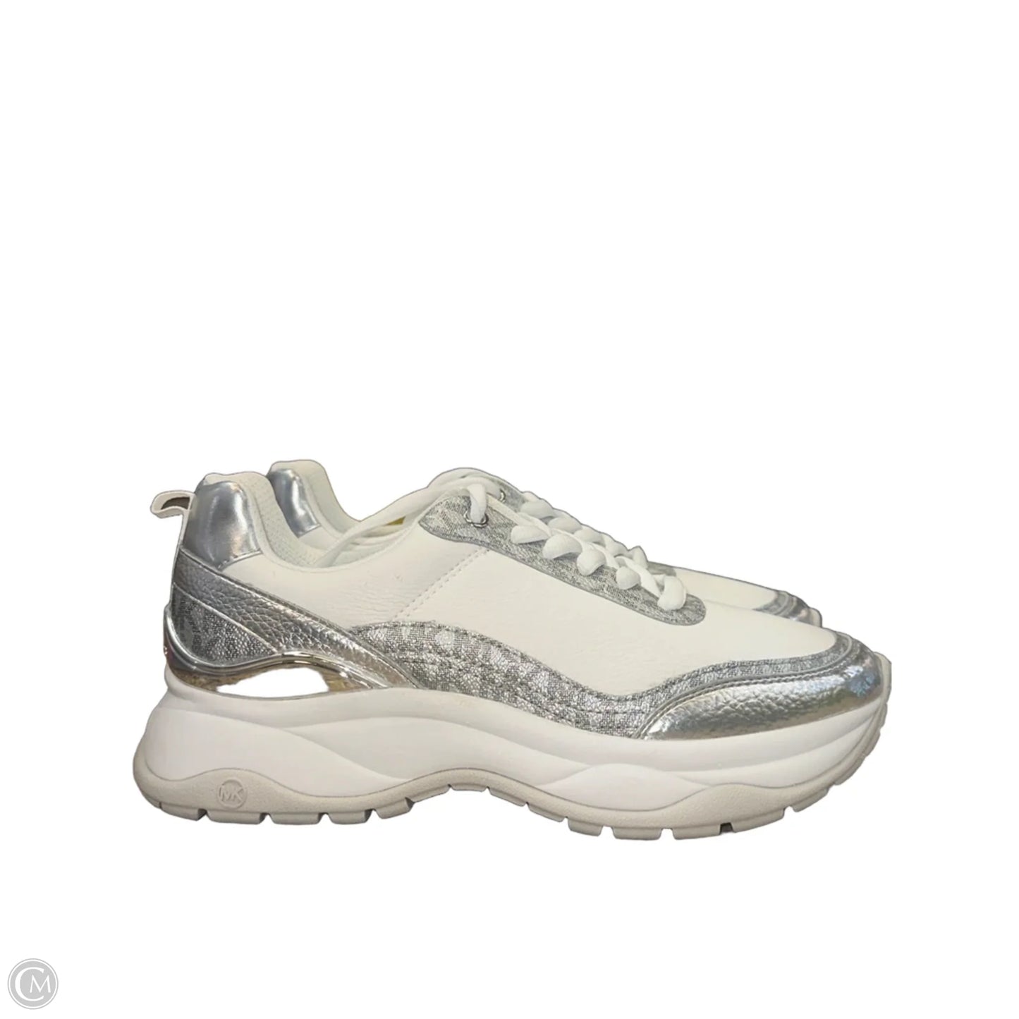 Shoes Sneakers By Michael By Michael Kors In Silver & White, Size: 8.5