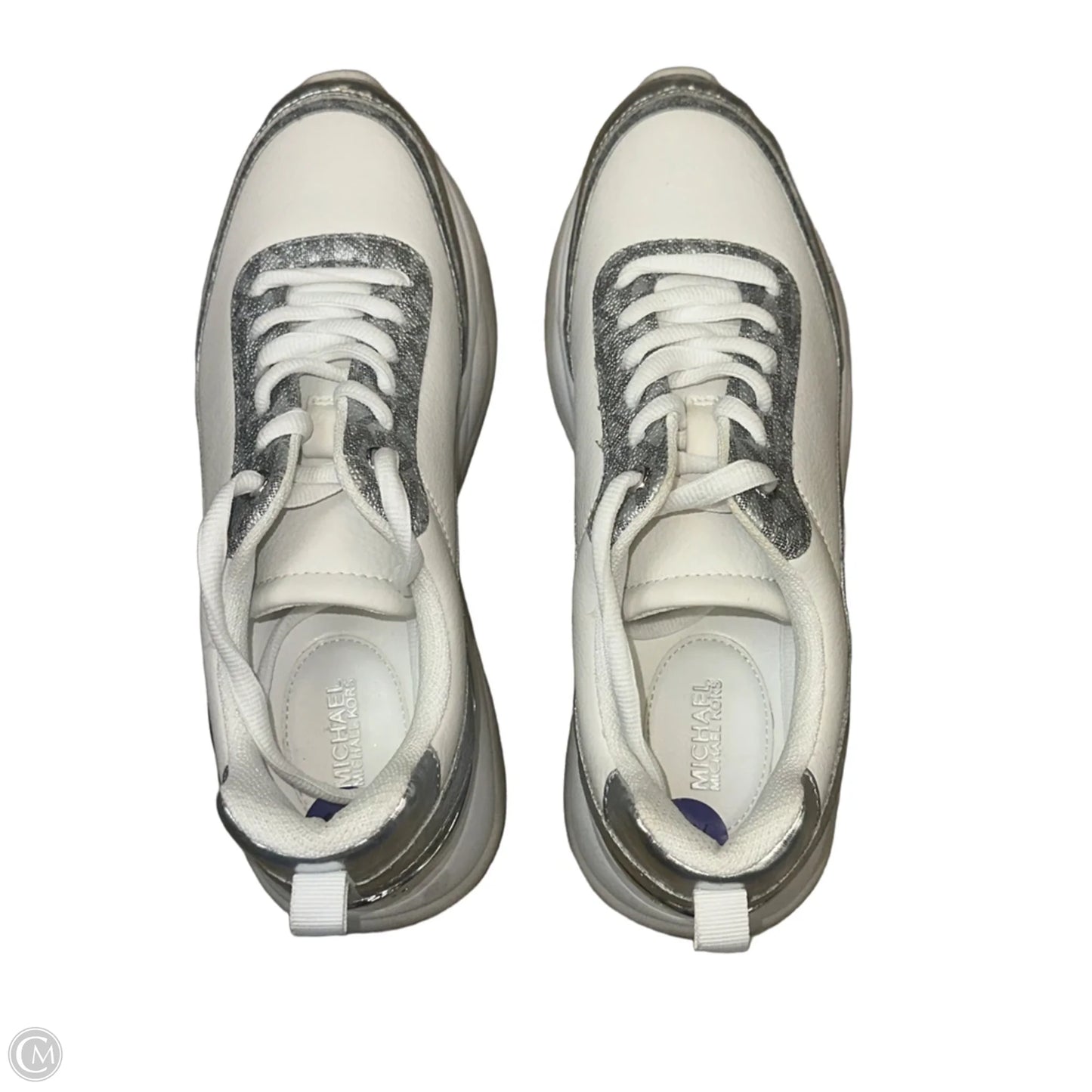 Shoes Sneakers By Michael By Michael Kors In Silver & White, Size: 8.5
