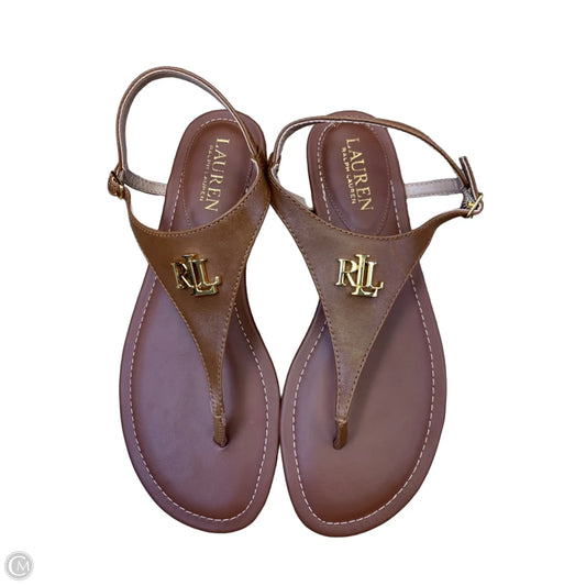 Sandals Flats By Lauren By Ralph Lauren In Tan, Size: 8