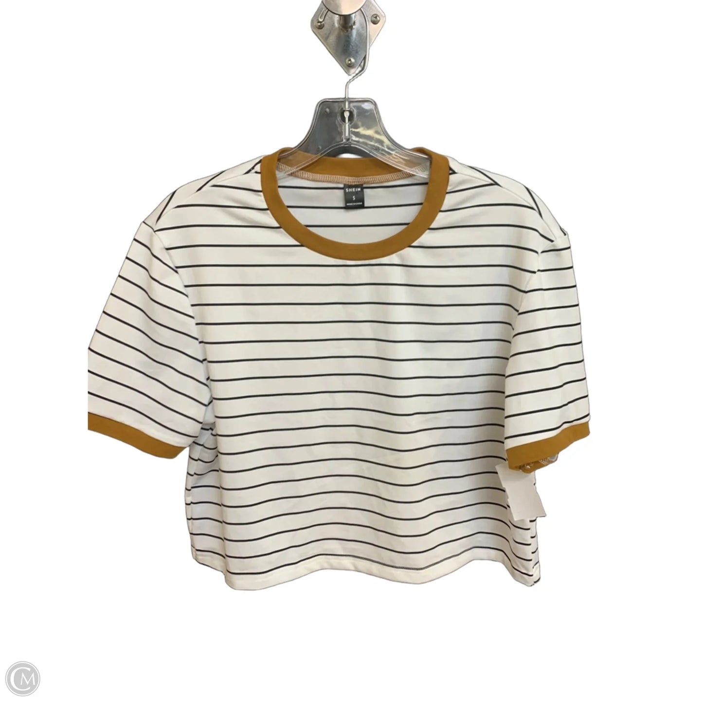 Top Short Sleeve Basic By Shein In Striped Pattern, Size: S