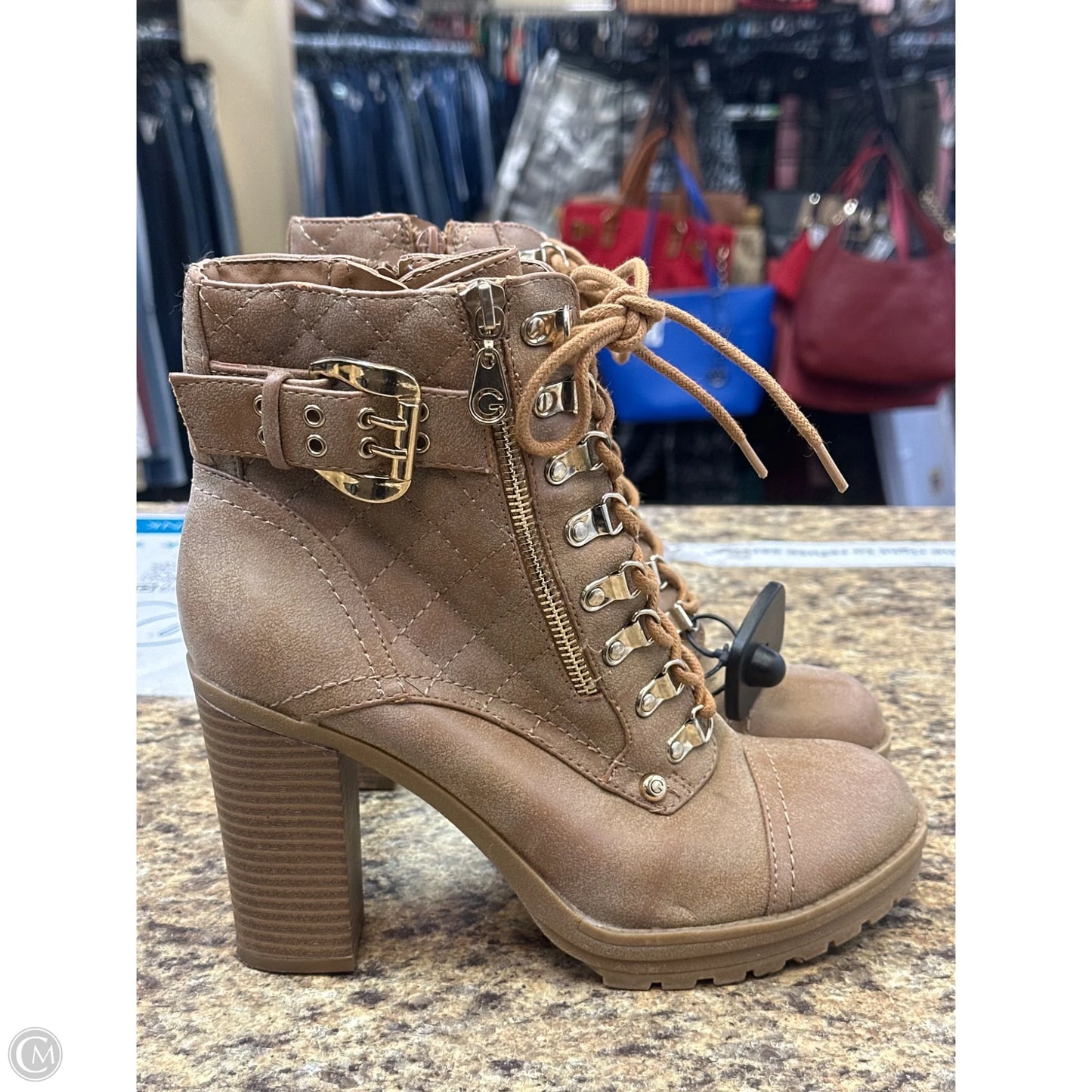 Boots Knee Heels By G By Guess In Beige, Size: 8.5