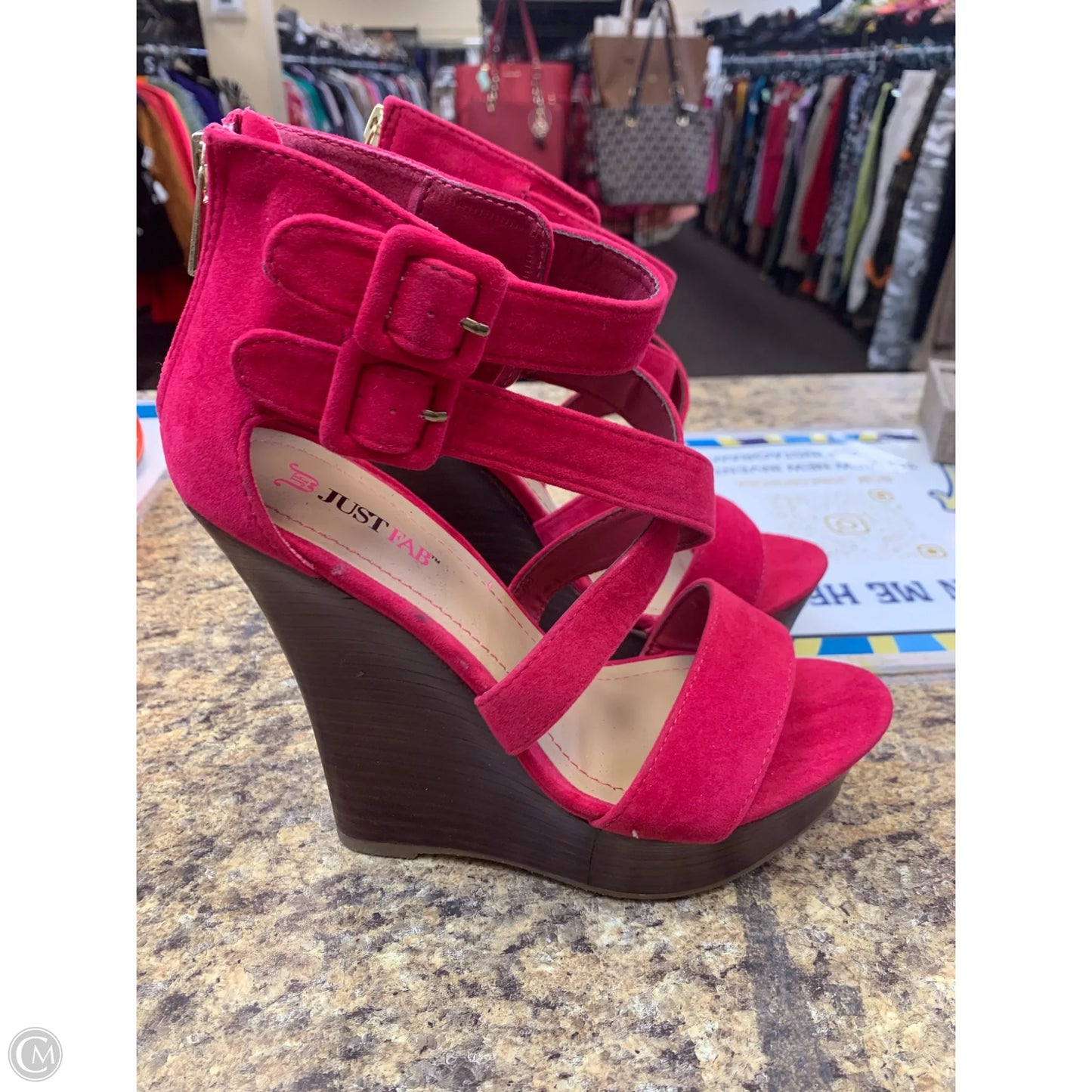 Shoes Heels Wedge By Just Fab In Pink, Size: 8