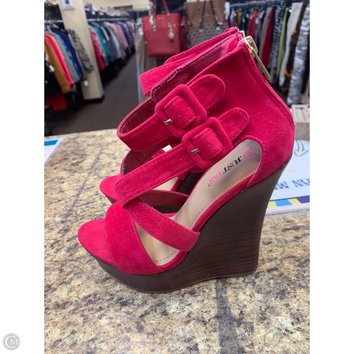 Shoes Heels Wedge By Just Fab In Pink, Size: 8