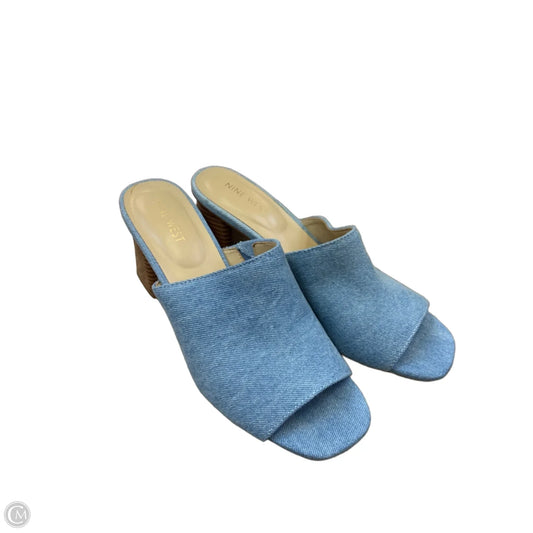 Sandals Heels Block By Nine West In Blue Denim, Size: 9