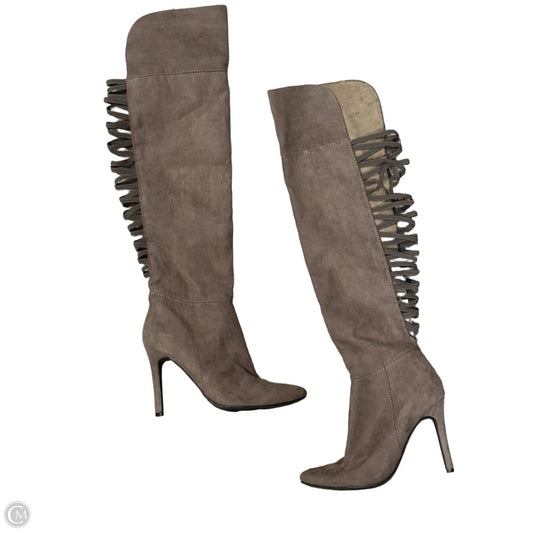 Boots Knee Heels By Anne Michelle In Taupe, Size: 8.5