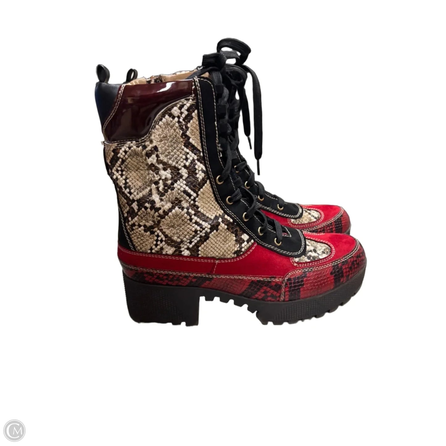 Boots Combat By Rouge In Red, Size: 10