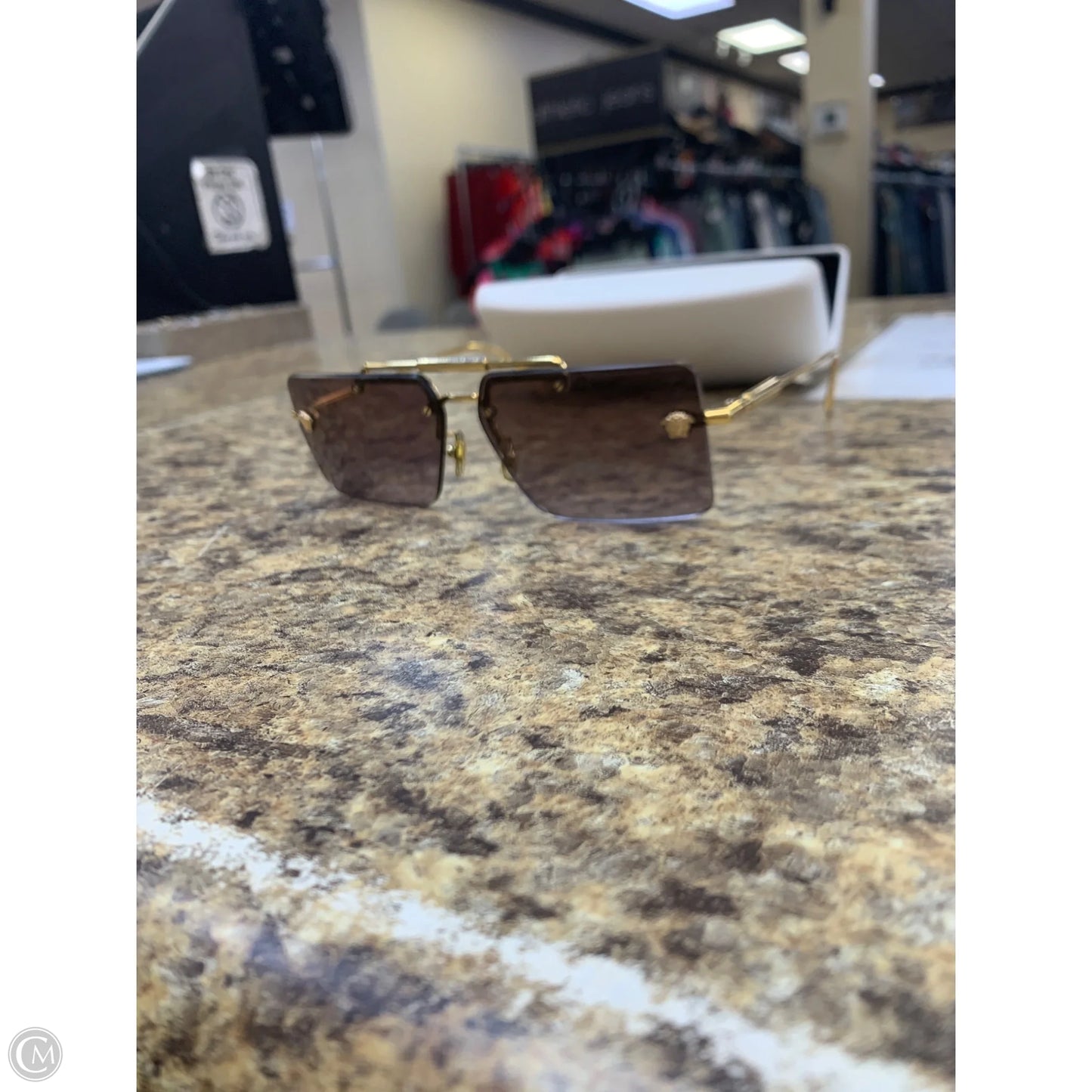 Sunglasses Luxury Designer By Versace, Size: